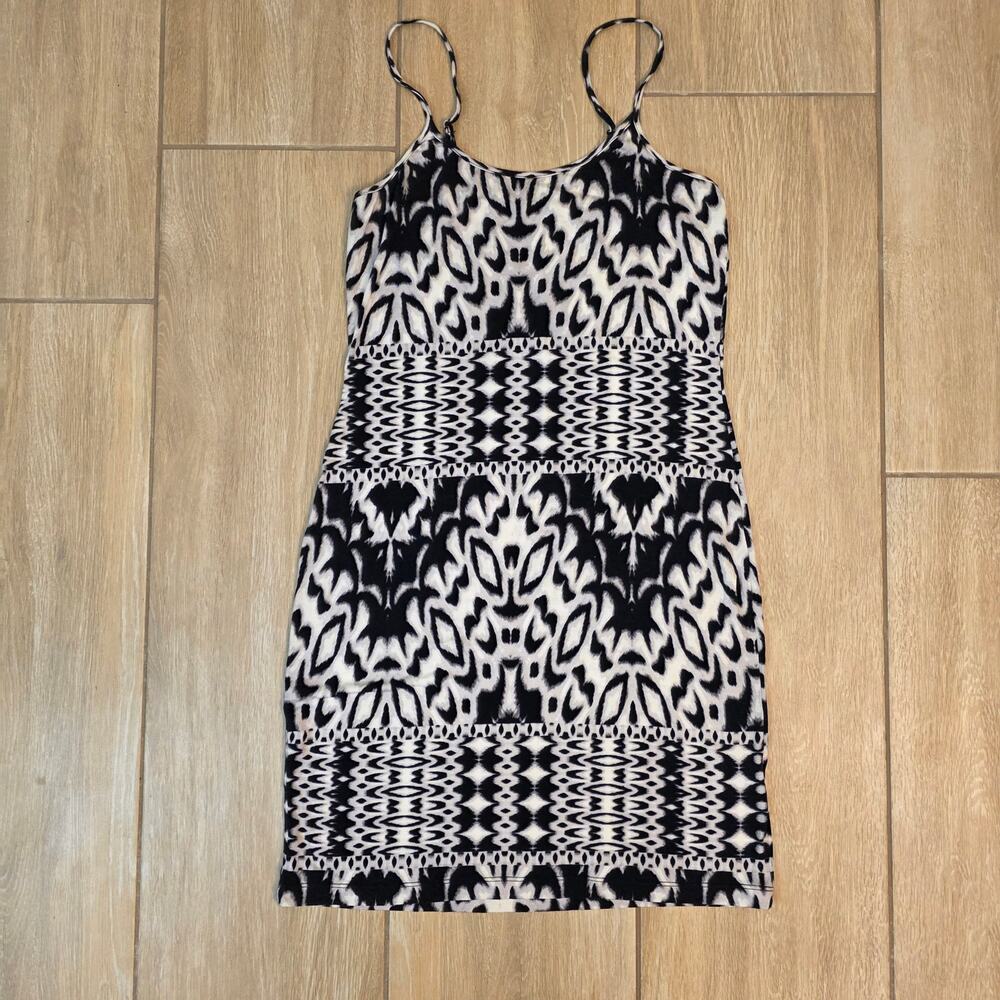 Threads 4 Thought Bodycon Dress Womens S Black White Ikat Print Mini Modal